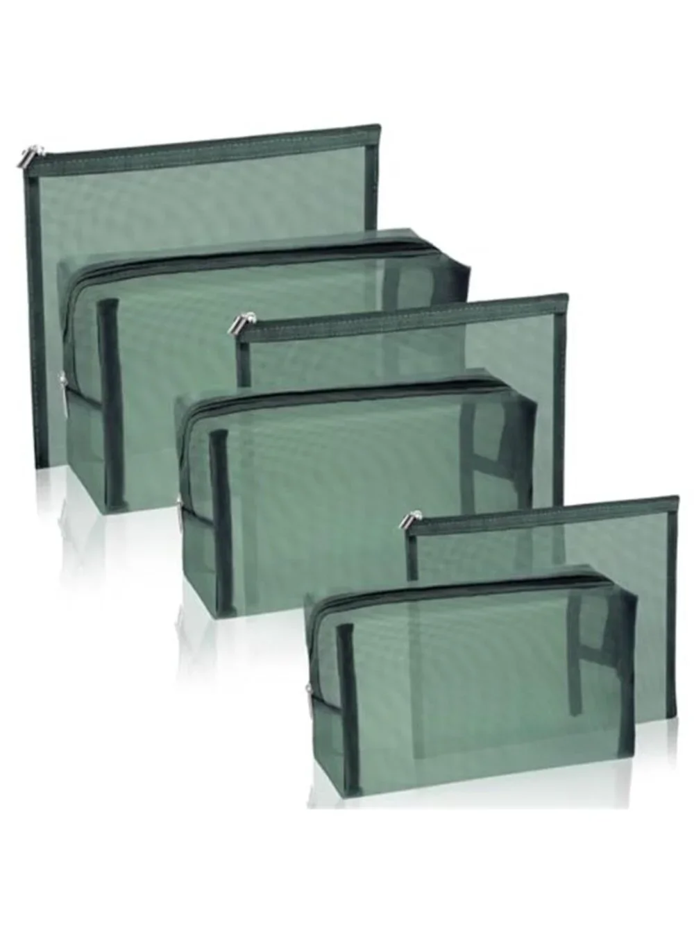 6 Piece Mesh Makeup Bag Set Cosmetic Pouch Zipper Travel Organizer Toiletry Bags